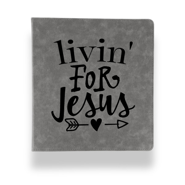 Custom Religious Quotes and Sayings Leather Binder - 1" - Grey