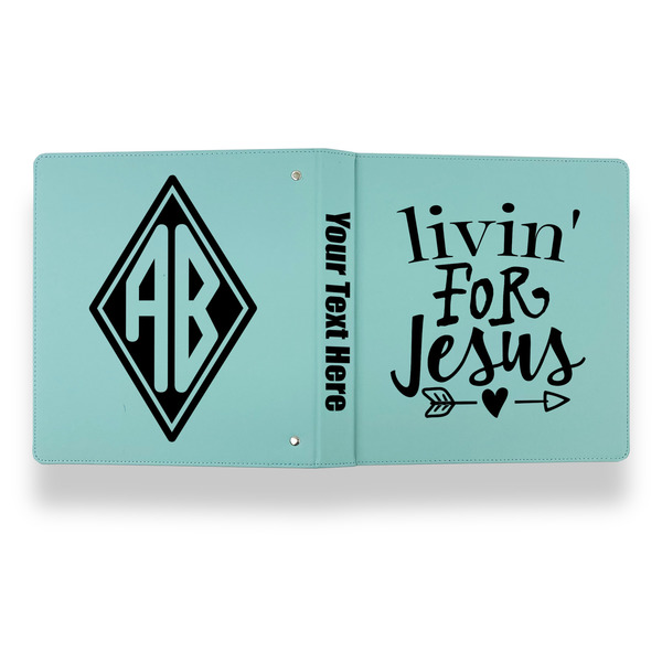Religious Quotes and Sayings Leather Binder - 1" - Teal - Back Spine Front View
