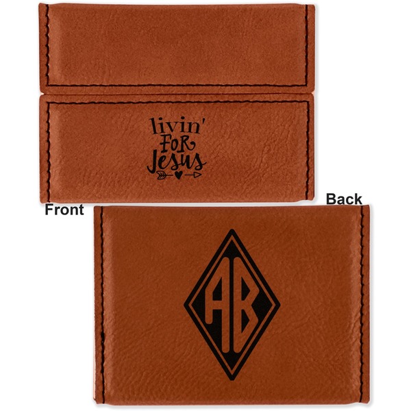 Religious Quotes and Sayings Leather Business Card Holder - Front Back
