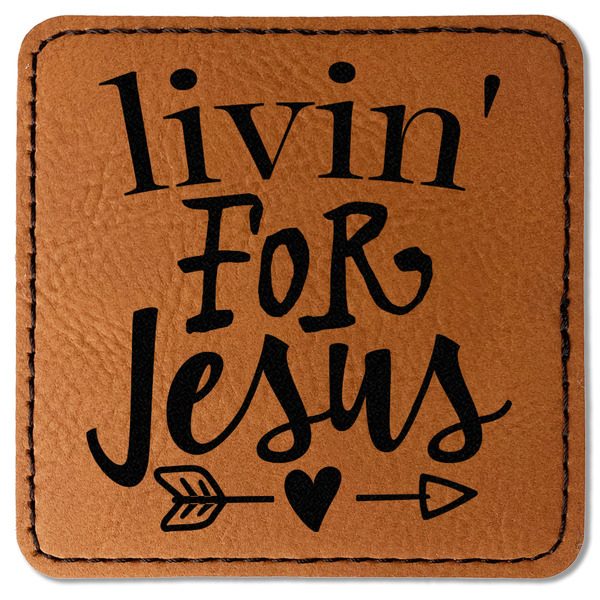 Custom Religious Quotes and Sayings Faux Leather Iron On Patch - Square