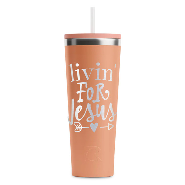 Custom Religious Quotes and Sayings RTIC Everyday Tumbler with Straw - 28oz - Peach - Double-Sided