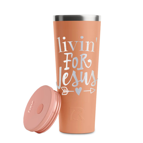 Religious Quotes and Sayings Peach RTIC Everyday Tumbler - 28 oz. - Lid Off