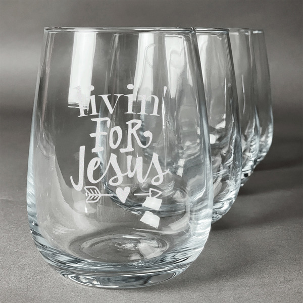 Custom Religious Quotes and Sayings Stemless Wine Glasses (Set of 4)