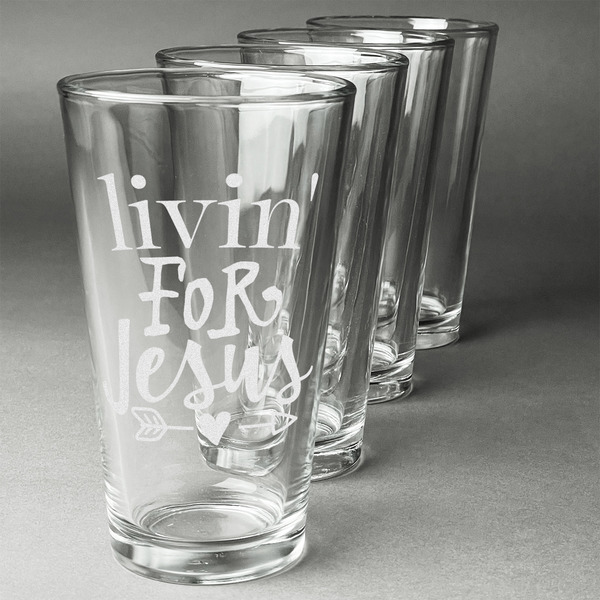 Custom Religious Quotes and Sayings Pint Glasses - Engraved (Set of 4)