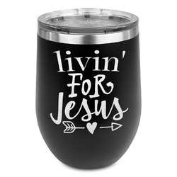 Religious Quotes and Sayings Stemless Stainless Steel Wine Tumbler - Black - Single Sided