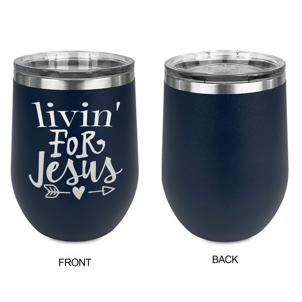 Religious Quotes and Sayings Stainless Wine Tumblers - Navy - Single Sided - Approval