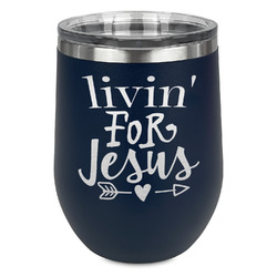 Religious Quotes and Sayings Stemless Stainless Steel Wine Tumbler - Navy - Single Sided