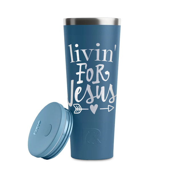 Religious Quotes and Sayings Steel Blue RTIC Everyday Tumbler - 28 oz. - Lid Off