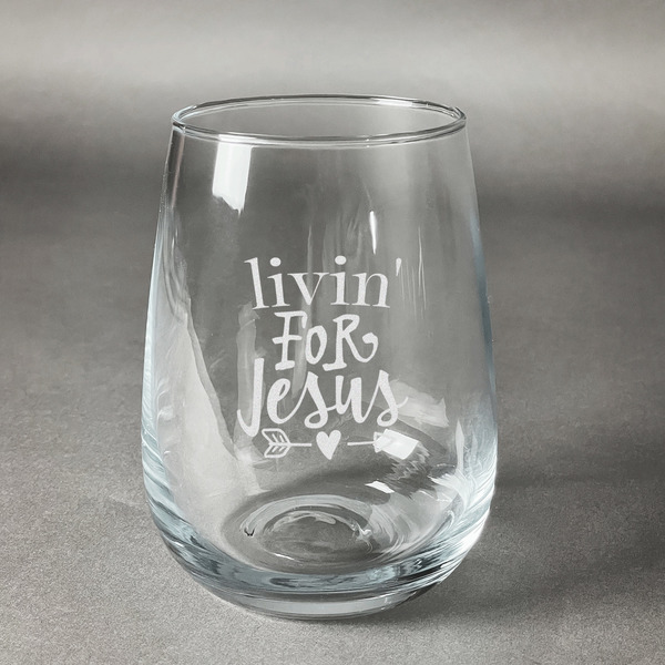 Custom Religious Quotes and Sayings Stemless Wine Glass - Engraved
