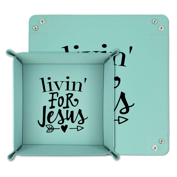 Religious Quotes and Sayings Teal Faux Leather Valet Trays - PARENT MAIN