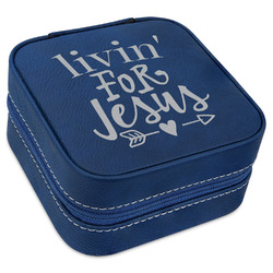Religious Quotes and Sayings Travel Jewelry Box - Navy Blue Leather