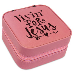 Religious Quotes and Sayings Travel Jewelry Boxes - Pink Leather