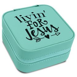 Religious Quotes and Sayings Travel Jewelry Box - Teal Leather