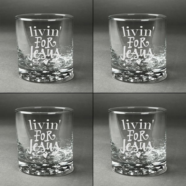 Religious Quotes and Sayings Whiskey Glasses - Set of 4 all Engraved