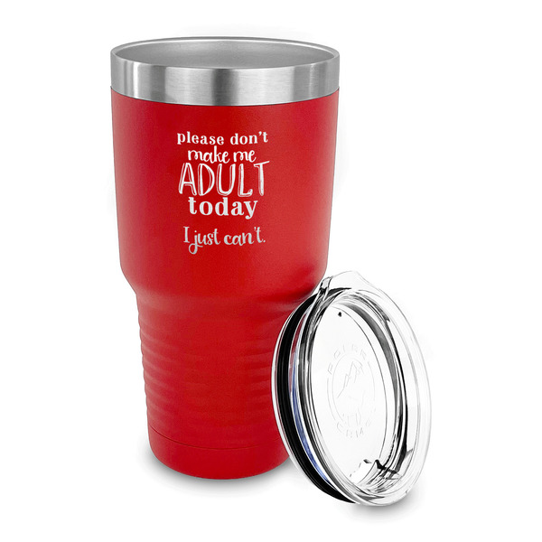 Funny Quotes and Sayings 30 oz Stainless Steel Ringneck Tumblers - Red - LID OFF