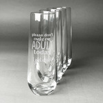 Funny Quotes and Sayings Champagne Flute - Stemless Engraved - Set of 4