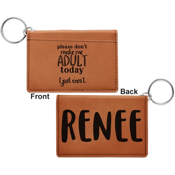 Funny Quotes and Sayings Cognac Leatherette Keychain ID Holders - Front and Back Apvl