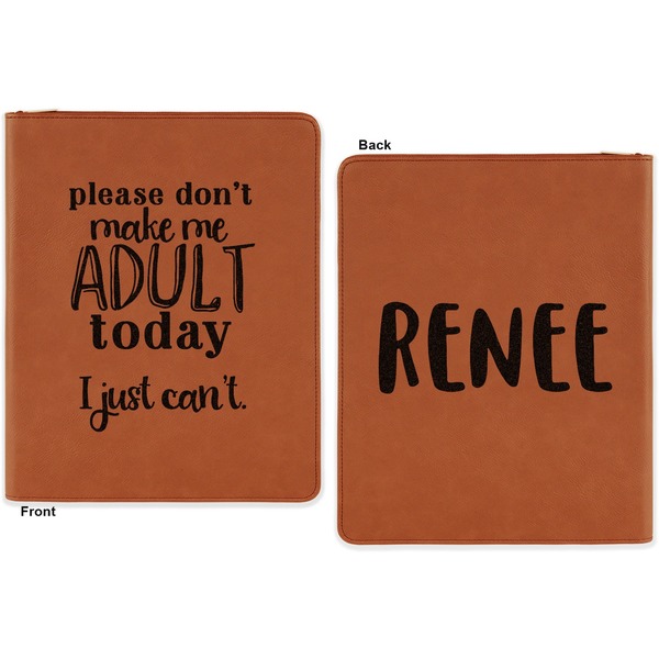 Funny Quotes and Sayings Cognac Leatherette Zipper Portfolios with Notepad - Double Sided - Apvl