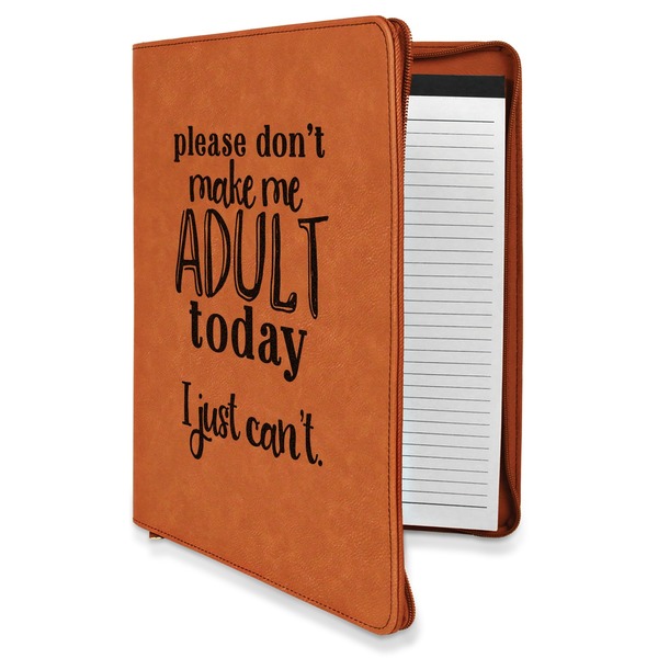 Custom Funny Quotes and Sayings Leatherette Zipper Portfolio with Notepad - Double Sided (Personalized)