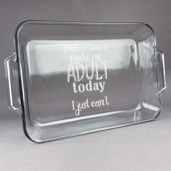 Custom Funny Quotes and Sayings Glass Baking Dish with Truefit Lid - 13in x 9in