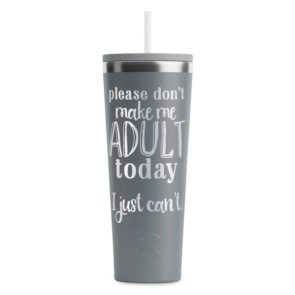 Custom Funny Quotes and Sayings RTIC Everyday Tumbler with Straw - 28oz - Grey - Single-Sided