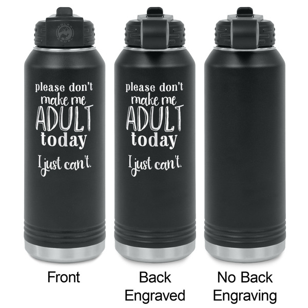 Funny Quotes and Sayings Laser Engraved Water Bottles - 2 Styles - Front & Back View