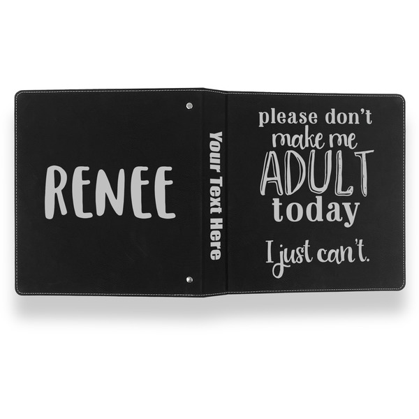 Funny Quotes and Sayings Leather Binder - 1" - Black- Back Spine Front View
