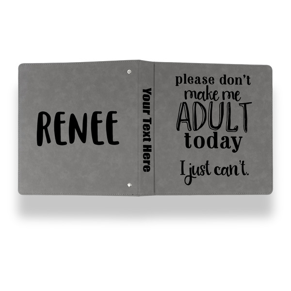 Funny Quotes and Sayings Leather Binder - 1" - Grey - Back Spine Front View