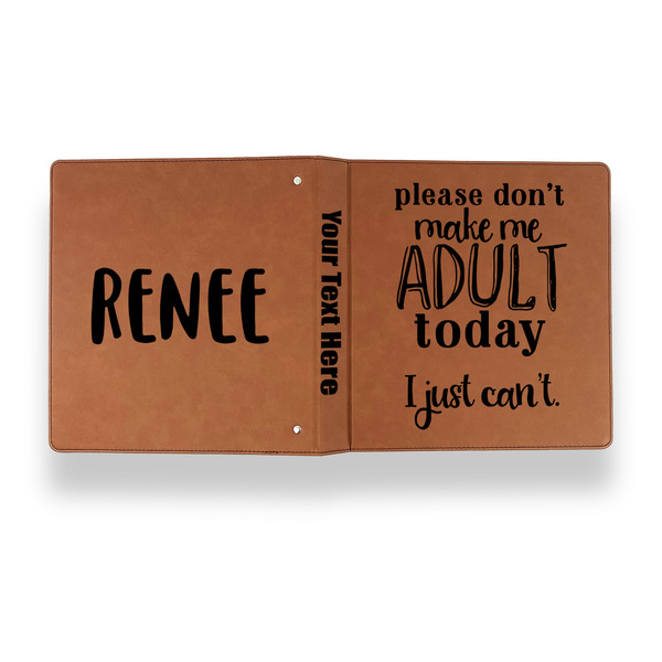 Funny Quotes and Sayings Leather Binder - 1" - Rawhide - Back Spine Front View