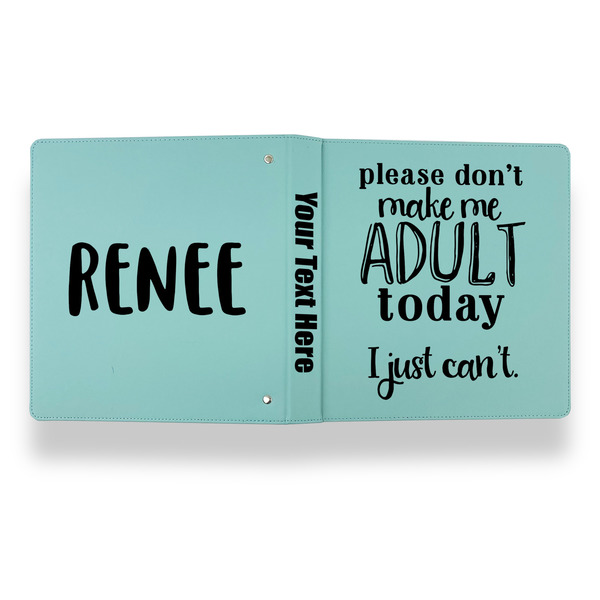 Funny Quotes and Sayings Leather Binder - 1" - Teal - Back Spine Front View