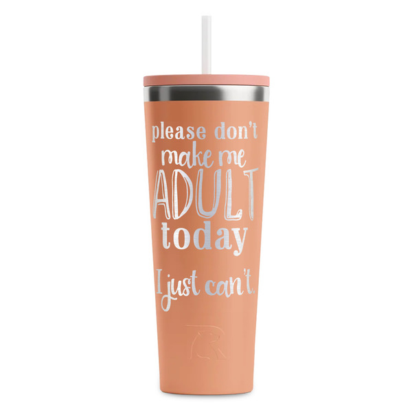 Custom Funny Quotes and Sayings RTIC Everyday Tumbler with Straw - 28oz - Peach - Double-Sided
