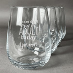 Funny Quotes and Sayings Stemless Wine Glasses (Set of 4)