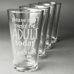 Funny Quotes and Sayings Pint Glasses - Engraved (Set of 4)