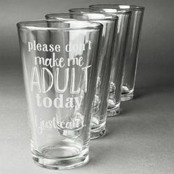 Funny Quotes and Sayings Pint Glasses - Engraved (Set of 4)