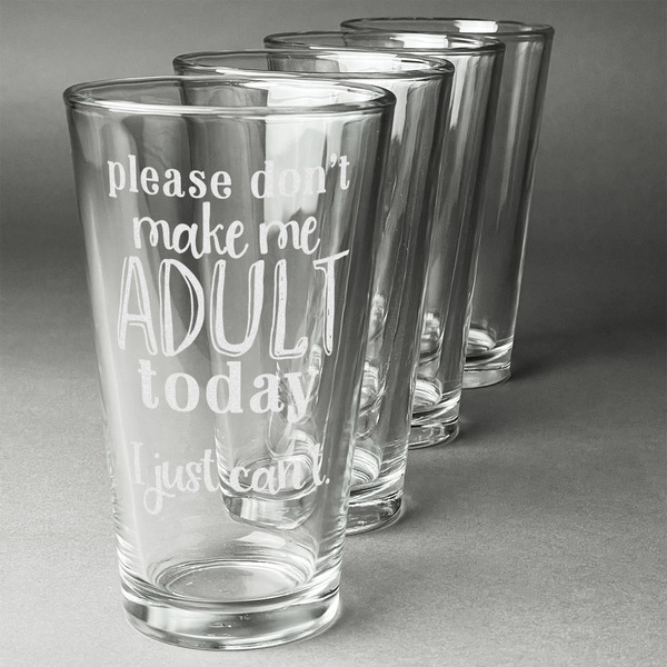 Custom Funny Quotes and Sayings Pint Glasses - Engraved (Set of 4)