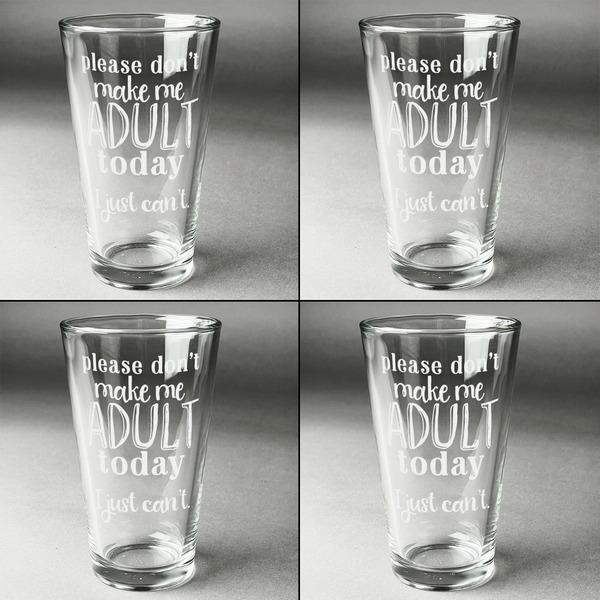 Funny Quotes and Sayings Set of Four Engraved Beer Glasses - Individual View