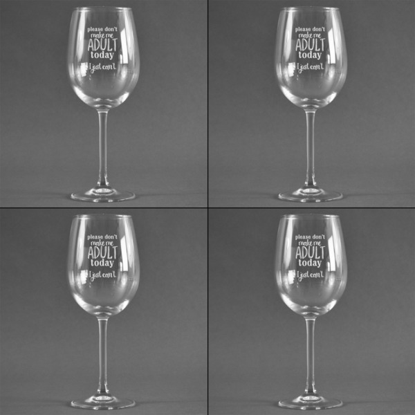 Funny Quotes and Sayings Set of Four Personalized Wineglasses (Approval)