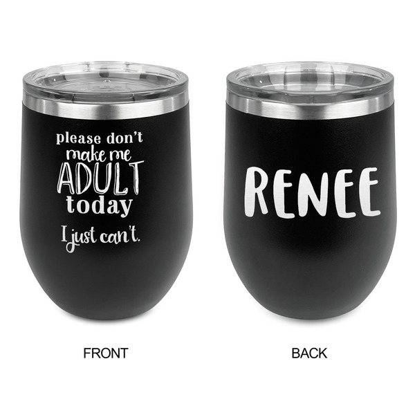 Funny Quotes and Sayings Stainless Wine Tumblers - Black - Double Sided - Approval