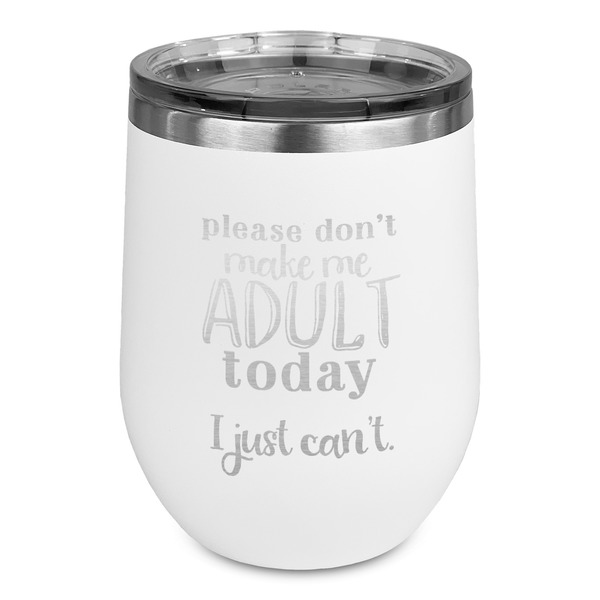 Custom Funny Quotes and Sayings Stemless Stainless Steel Wine Tumbler - White - Single Sided