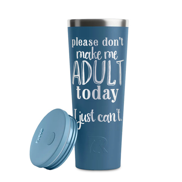 Funny Quotes and Sayings Steel Blue RTIC Everyday Tumbler - 28 oz. - Lid Off