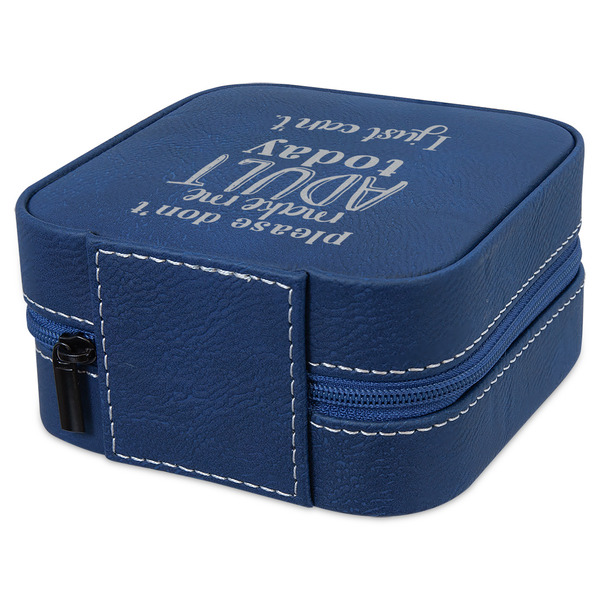 Funny Quotes and Sayings Travel Jewelry Boxes - Leather - Navy Blue - View from Rear