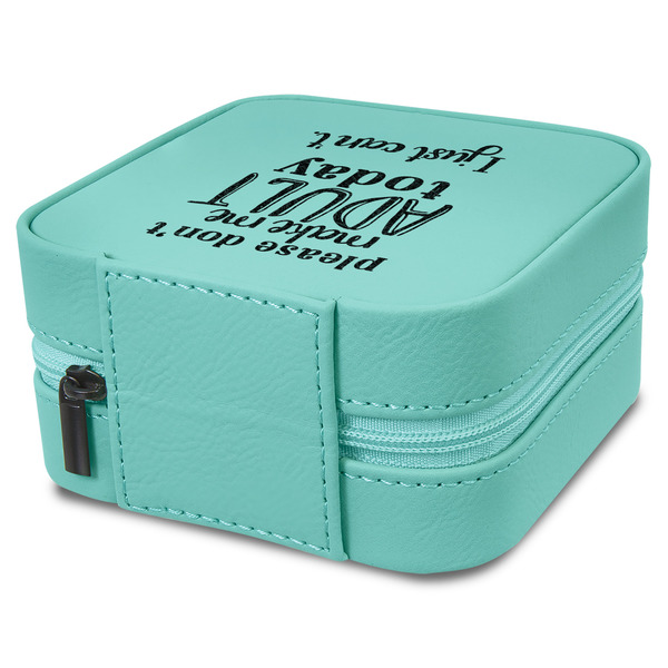 Funny Quotes and Sayings Travel Jewelry Boxes - Leather - Teal - View from Rear