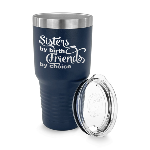 Sister Quotes and Sayings 30 oz Stainless Steel Ringneck Tumblers - Navy - LID OFF