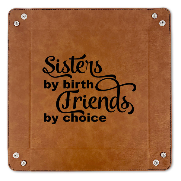 Sister Quotes and Sayings 9" x 9" Leatherette Snap Up Tray - APPROVAL (FLAT)