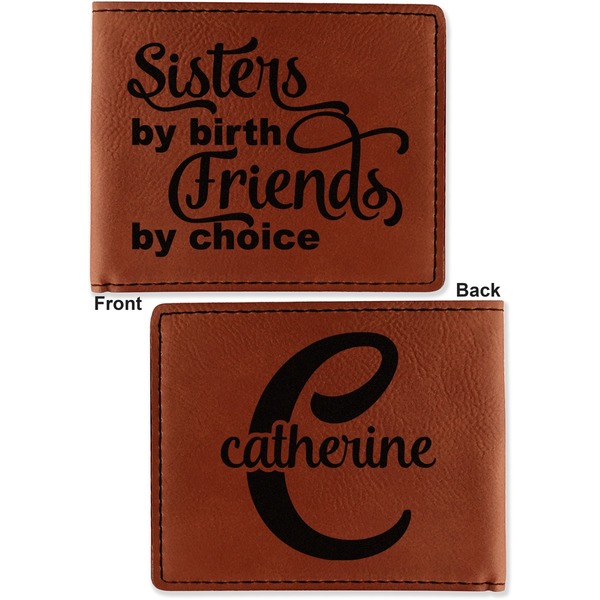 Sister Quotes and Sayings Cognac Leatherette Bifold Wallets - Front and Back