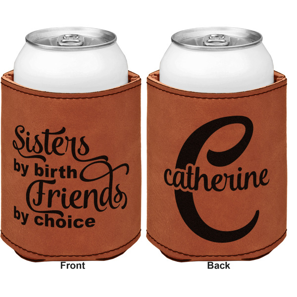Sister Quotes and Sayings Cognac Leatherette Can Sleeve - Double Sided Front and Back