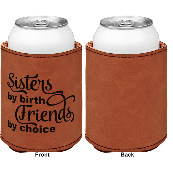Sister Quotes and Sayings Cognac Leatherette Can Sleeve - Single Sided Front and Back