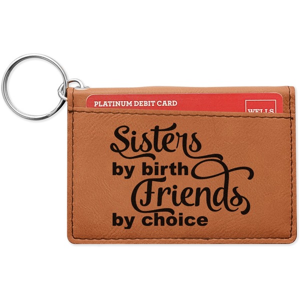 Custom Sister Quotes and Sayings Leatherette Keychain ID Holder - Double Sided (Personalized)