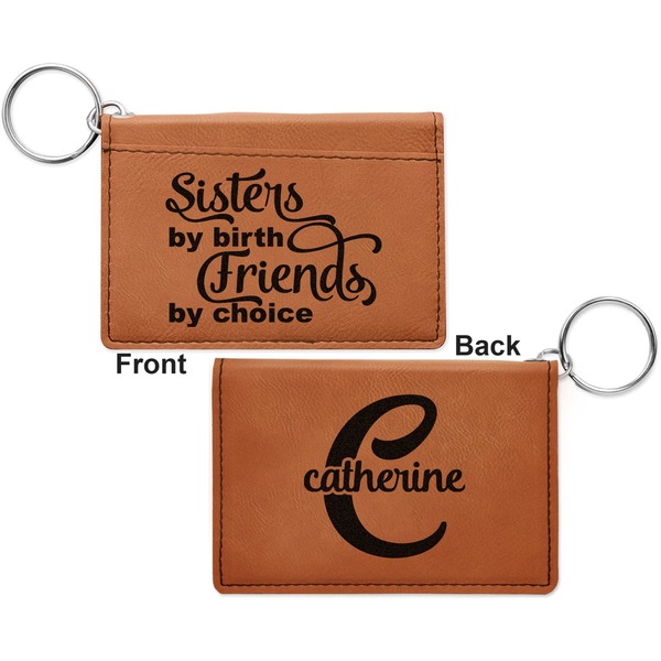 Sister Quotes and Sayings Cognac Leatherette Keychain ID Holders - Front and Back Apvl