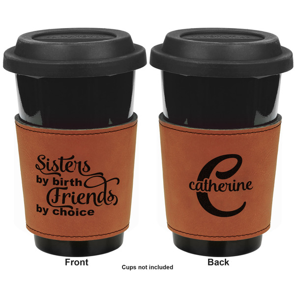 Sister Quotes and Sayings Cognac Leatherette Mug Sleeve - Double Sided Apvl